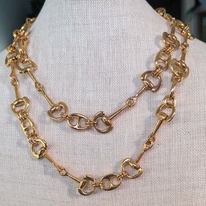 Equestrian Horse Snaffle Bit Gold Chain Necklace, New, 36", Mariner Links, Boxed